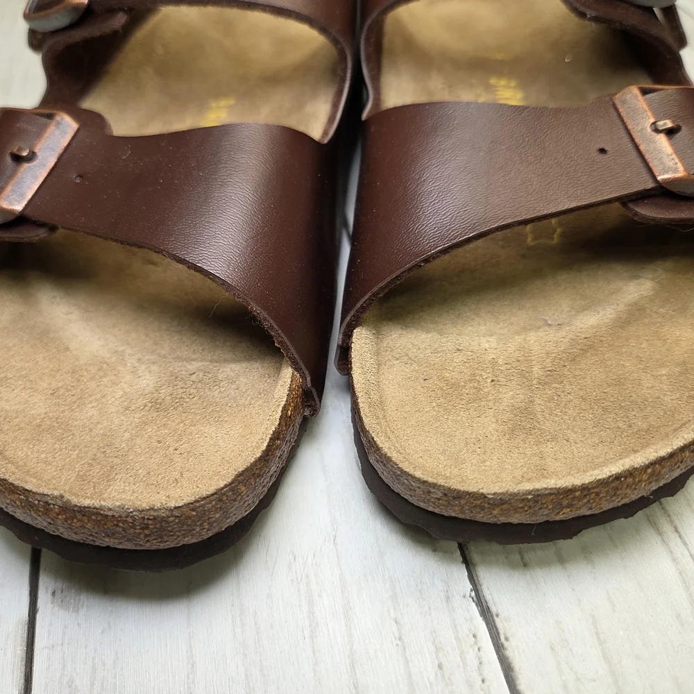 Birkenstock Brown Leather Footbed Sandals - Picture 7 of 8